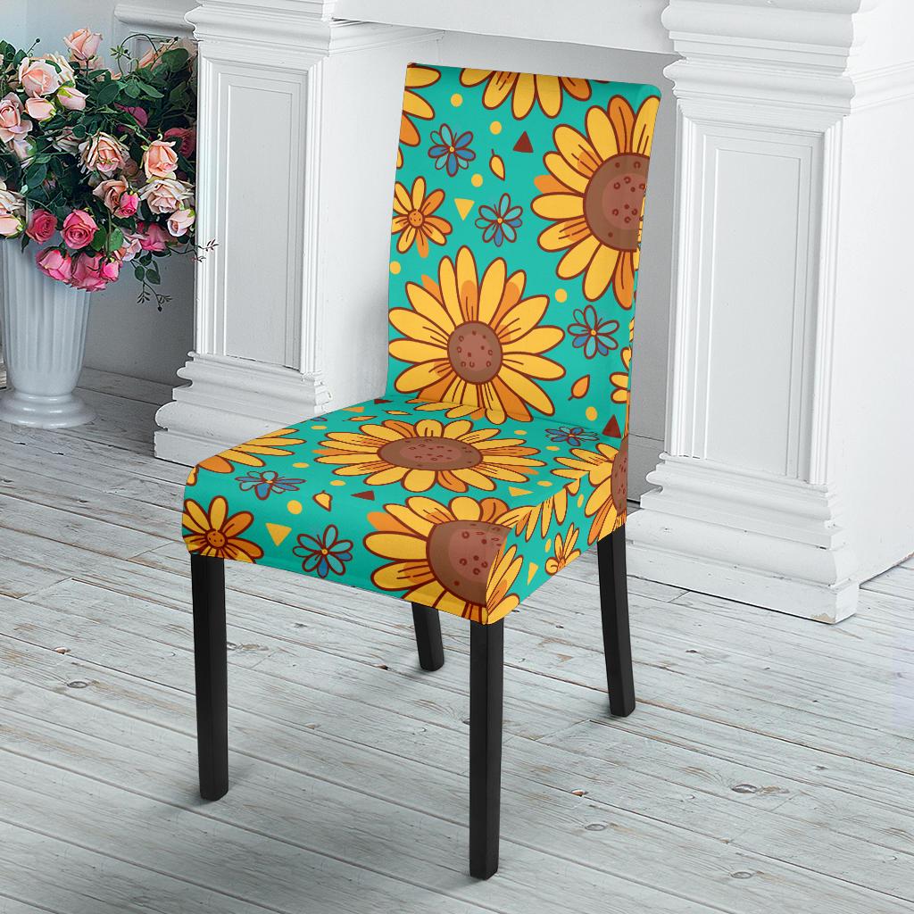 Sunflower Pattern Print Design SF013 Dining Chair Slipcover-JORJUNE.COM