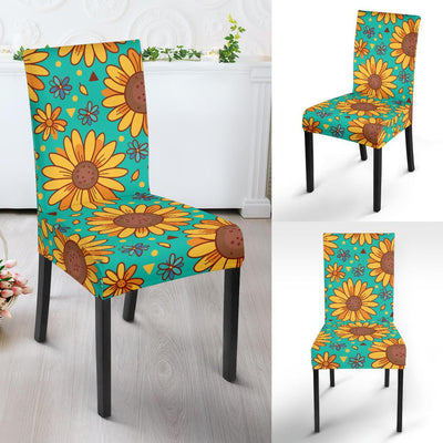 Sunflower Pattern Print Design SF013 Dining Chair Slipcover-JORJUNE.COM