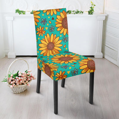 Sunflower Pattern Print Design SF013 Dining Chair Slipcover-JORJUNE.COM