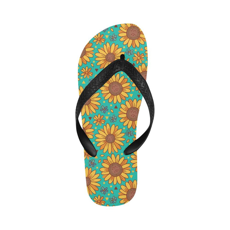 Sunflower Pattern Print Design SF013 Flip Flops-JorJune