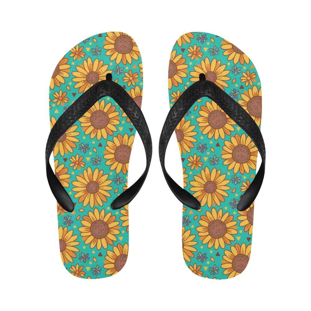 Sunflower Pattern Print Design SF013 Flip Flops-JorJune