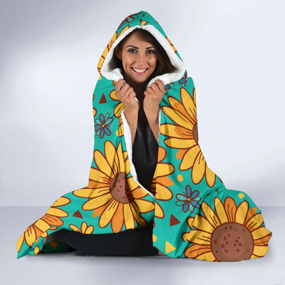 Sunflower Pattern Print Design SF013 Hooded Blanket-JORJUNE.COM