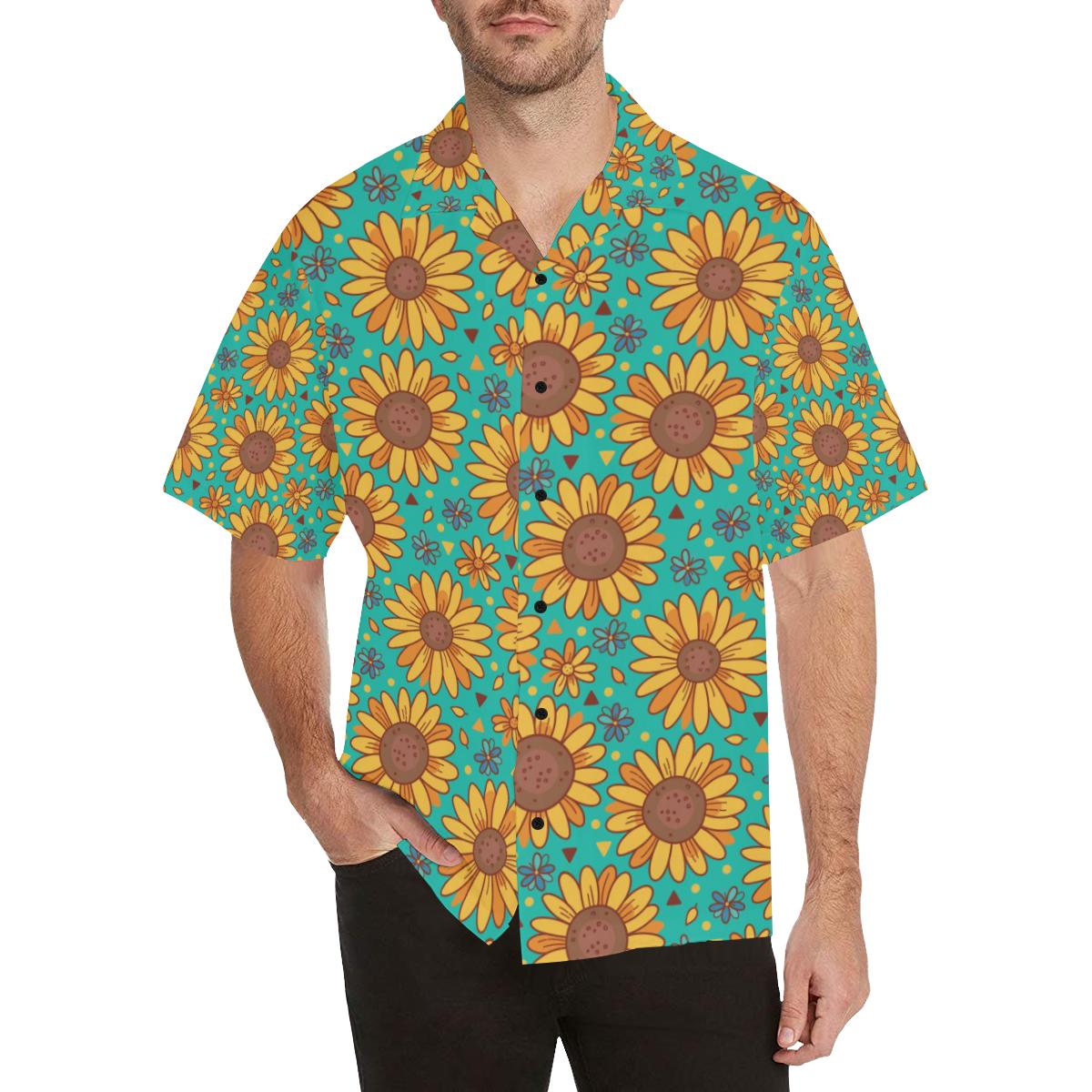 Sunflower Pattern Print Design SF013 Men Hawaiian Shirt-JorJune