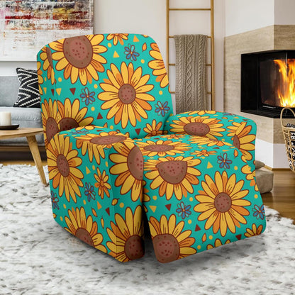 Sunflower Pattern Print Design SF013 Recliner Slipcover-JORJUNE.COM