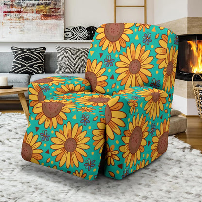 Sunflower Pattern Print Design SF013 Recliner Slipcover-JORJUNE.COM
