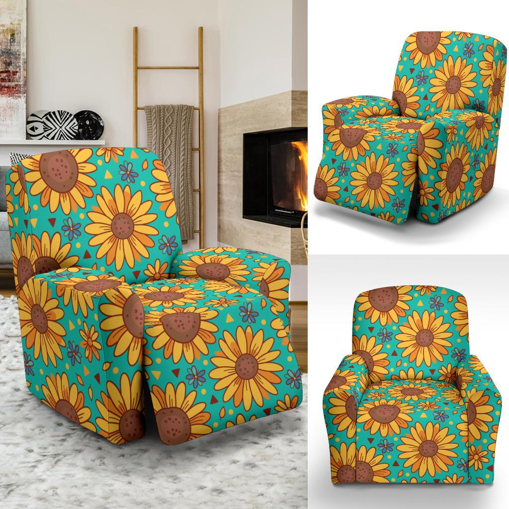 Sunflower Pattern Print Design SF013 Recliner Slipcover-JORJUNE.COM