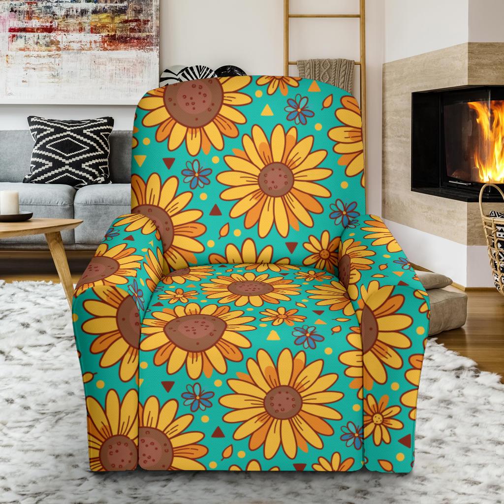 Sunflower Pattern Print Design SF013 Recliner Slipcover-JORJUNE.COM