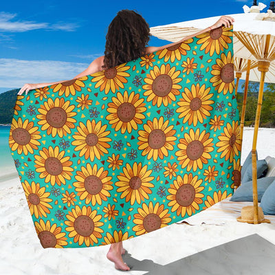 Sunflower Pattern Print Design SF013 Sarong Pareo Wrap-JORJUNE.COM