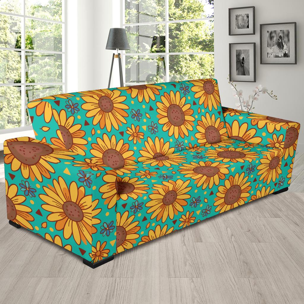 Sunflower Pattern Print Design SF013 Sofa Slipcover-JORJUNE.COM
