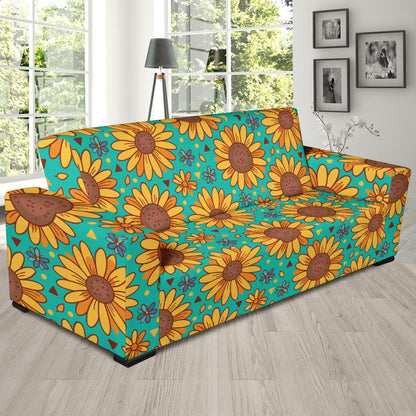 Sunflower Pattern Print Design SF013 Sofa Slipcover-JORJUNE.COM