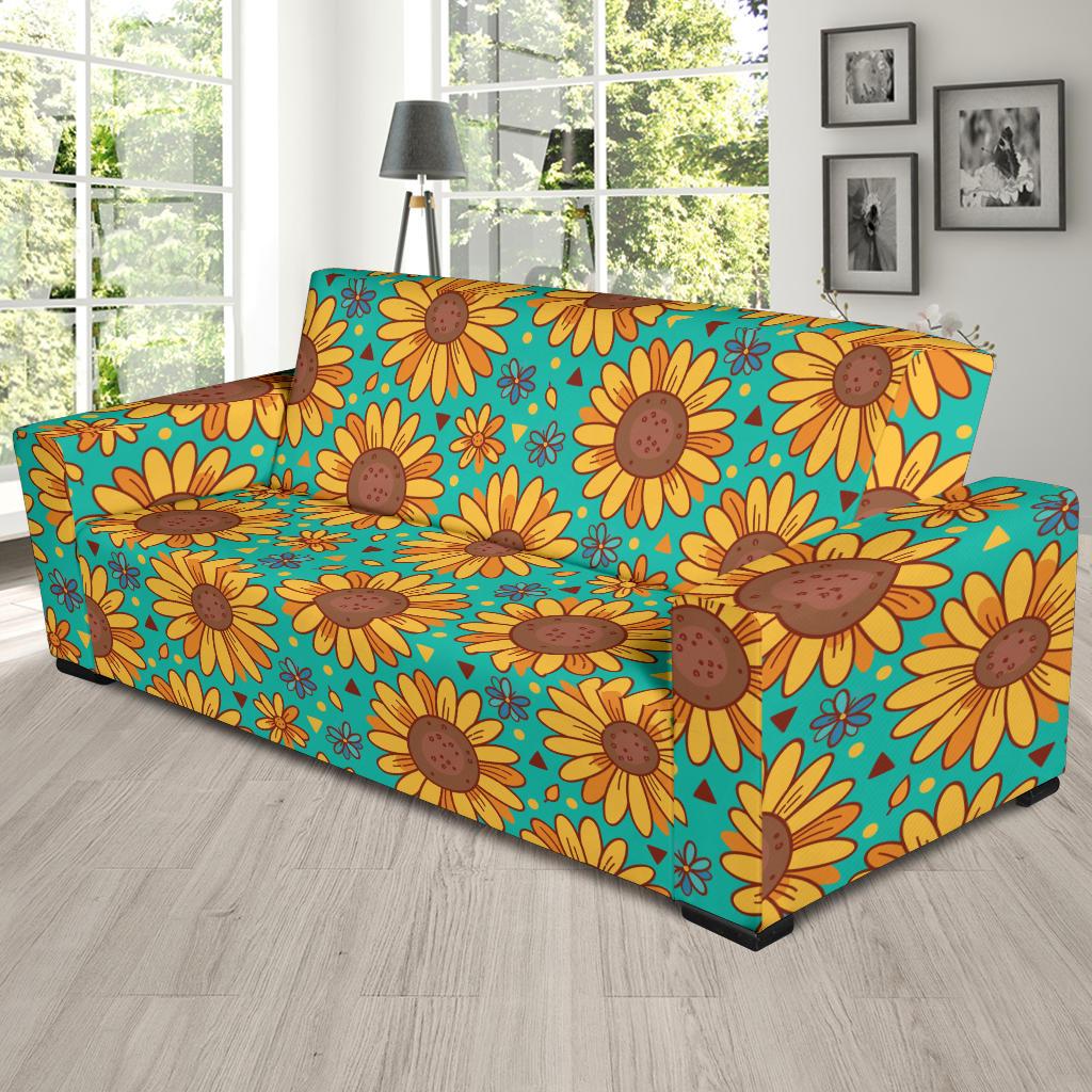 Sunflower Pattern Print Design SF013 Sofa Slipcover-JORJUNE.COM