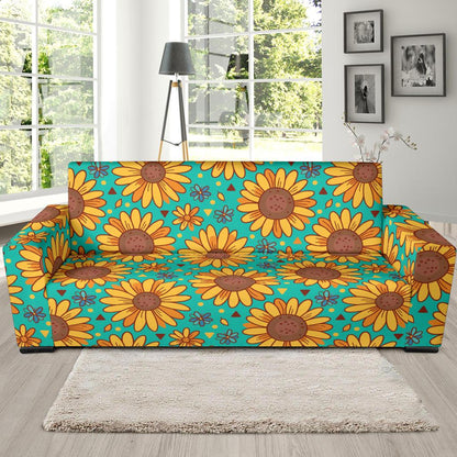 Sunflower Pattern Print Design SF013 Sofa Slipcover-JORJUNE.COM