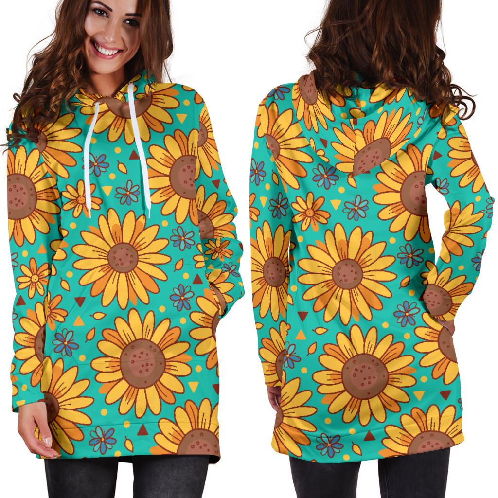 Sunflower Pattern Print Design SF013 Women Hoodie Dress