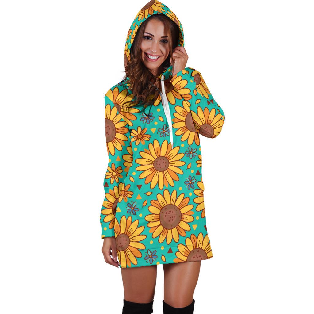 Sunflower Pattern Print Design SF013 Women Hoodie Dress