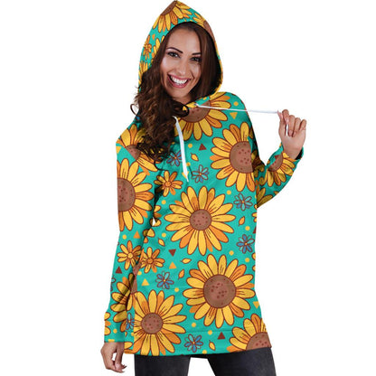 Sunflower Pattern Print Design SF013 Women Hoodie Dress