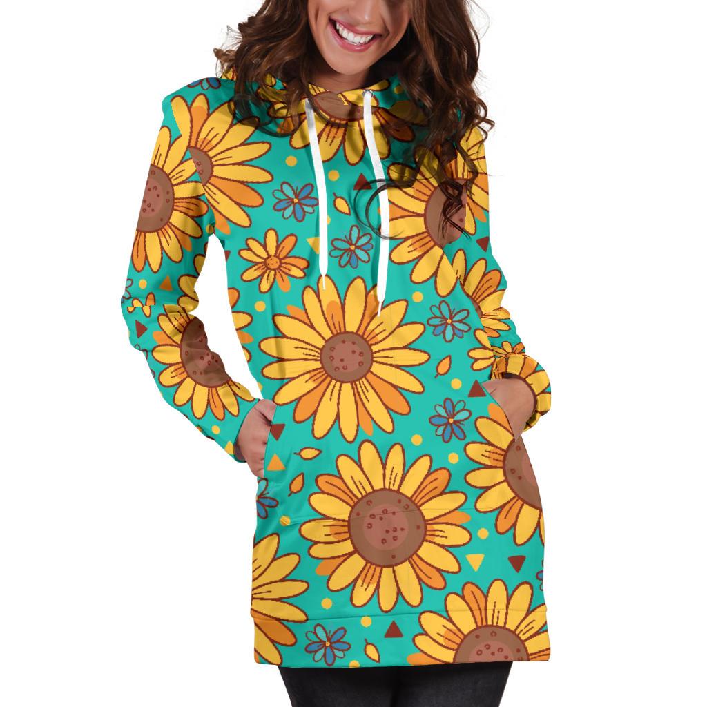 Sunflower Pattern Print Design SF013 Women Hoodie Dress