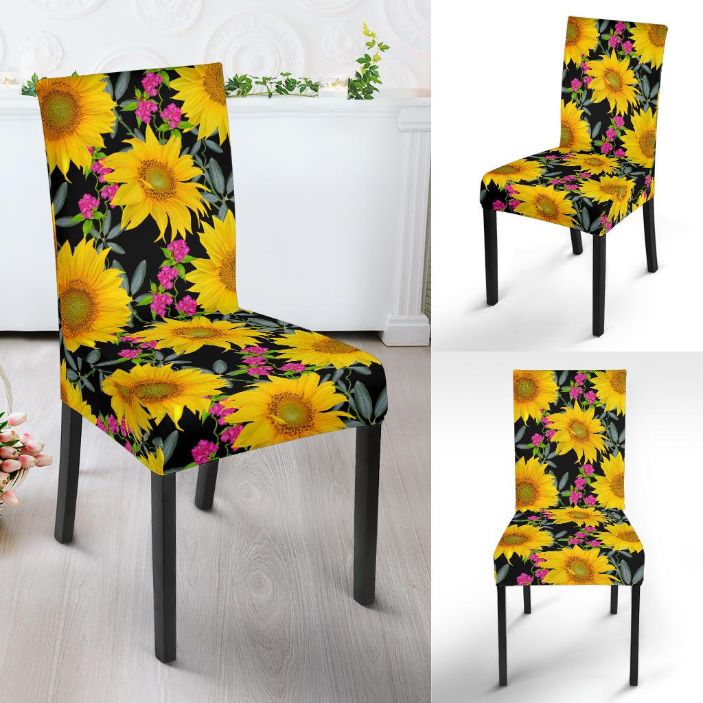 Sunflower Pattern Print Design SF014 Dining Chair Slipcover-JORJUNE.COM