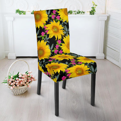 Sunflower Pattern Print Design SF014 Dining Chair Slipcover-JORJUNE.COM