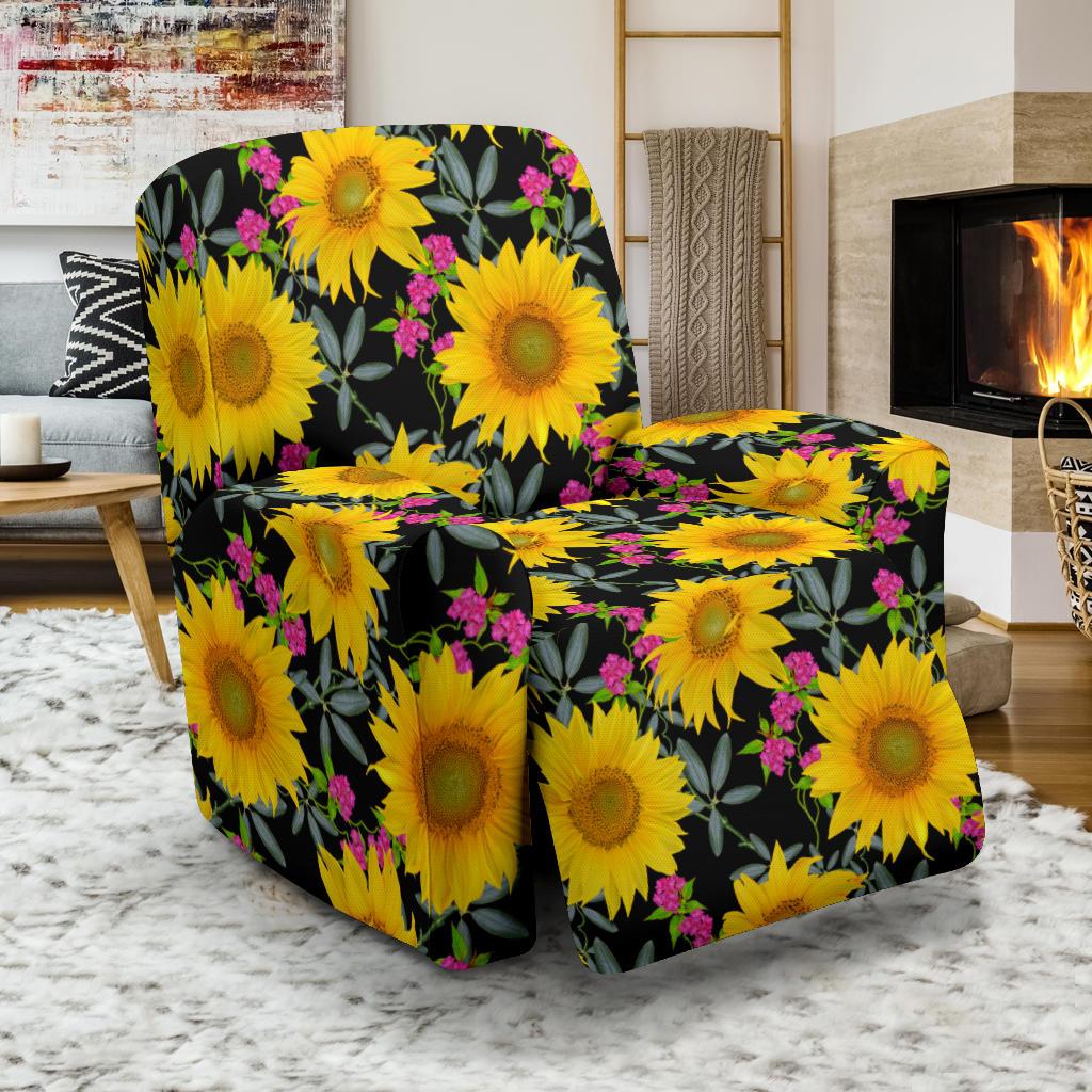 Sunflower Pattern Print Design SF014 Recliner Slipcover-JORJUNE.COM