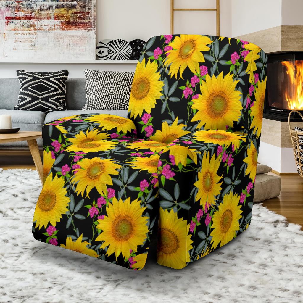 Sunflower Pattern Print Design SF014 Recliner Slipcover-JORJUNE.COM
