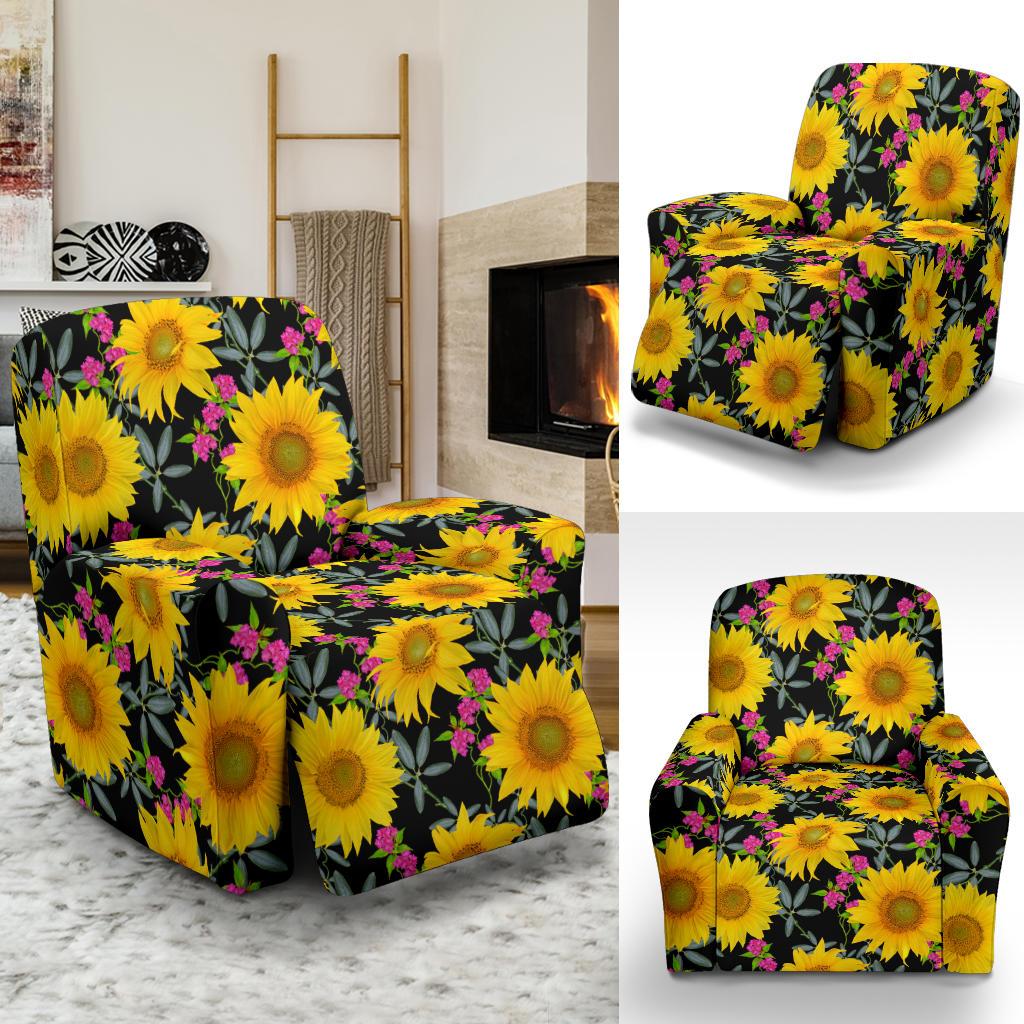 Sunflower Pattern Print Design SF014 Recliner Slipcover-JORJUNE.COM