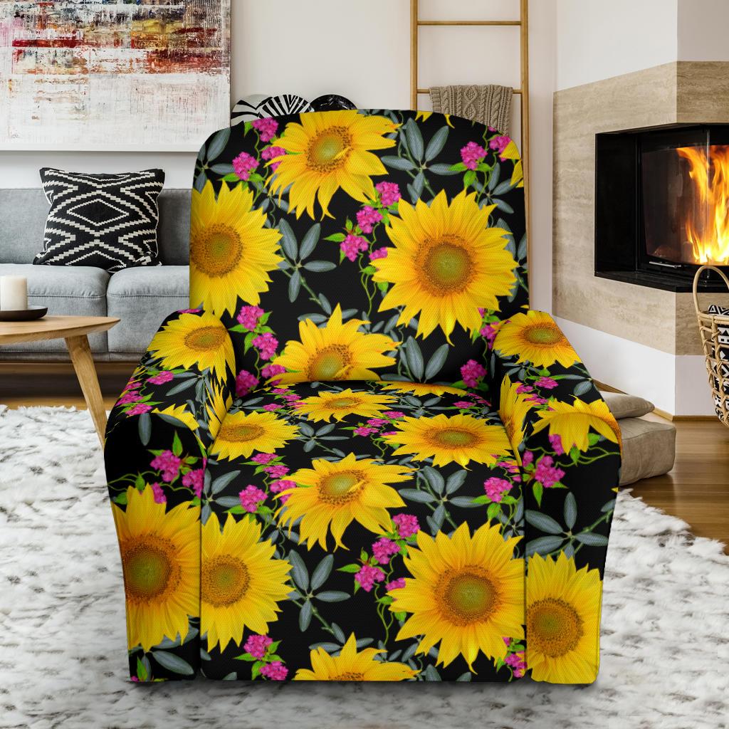 Sunflower Pattern Print Design SF014 Recliner Slipcover-JORJUNE.COM