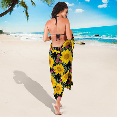 Sunflower Pattern Print Design SF014 Sarong Pareo Wrap-JORJUNE.COM