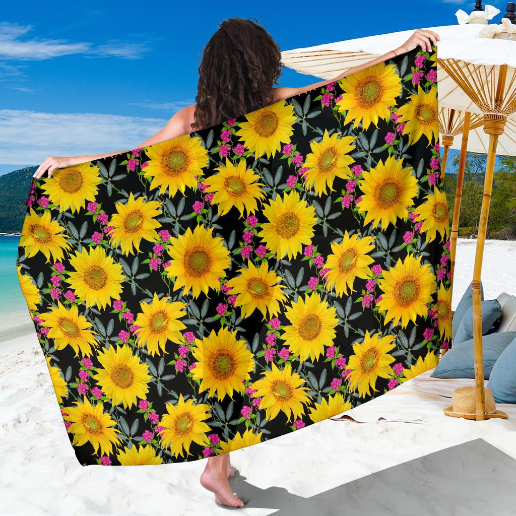 Sunflower Pattern Print Design SF014 Sarong Pareo Wrap-JORJUNE.COM