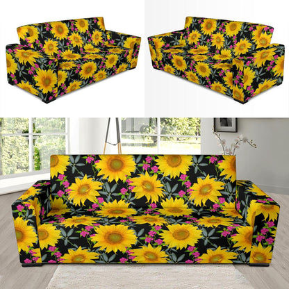 Sunflower Pattern Print Design SF014 Sofa Slipcover-JORJUNE.COM