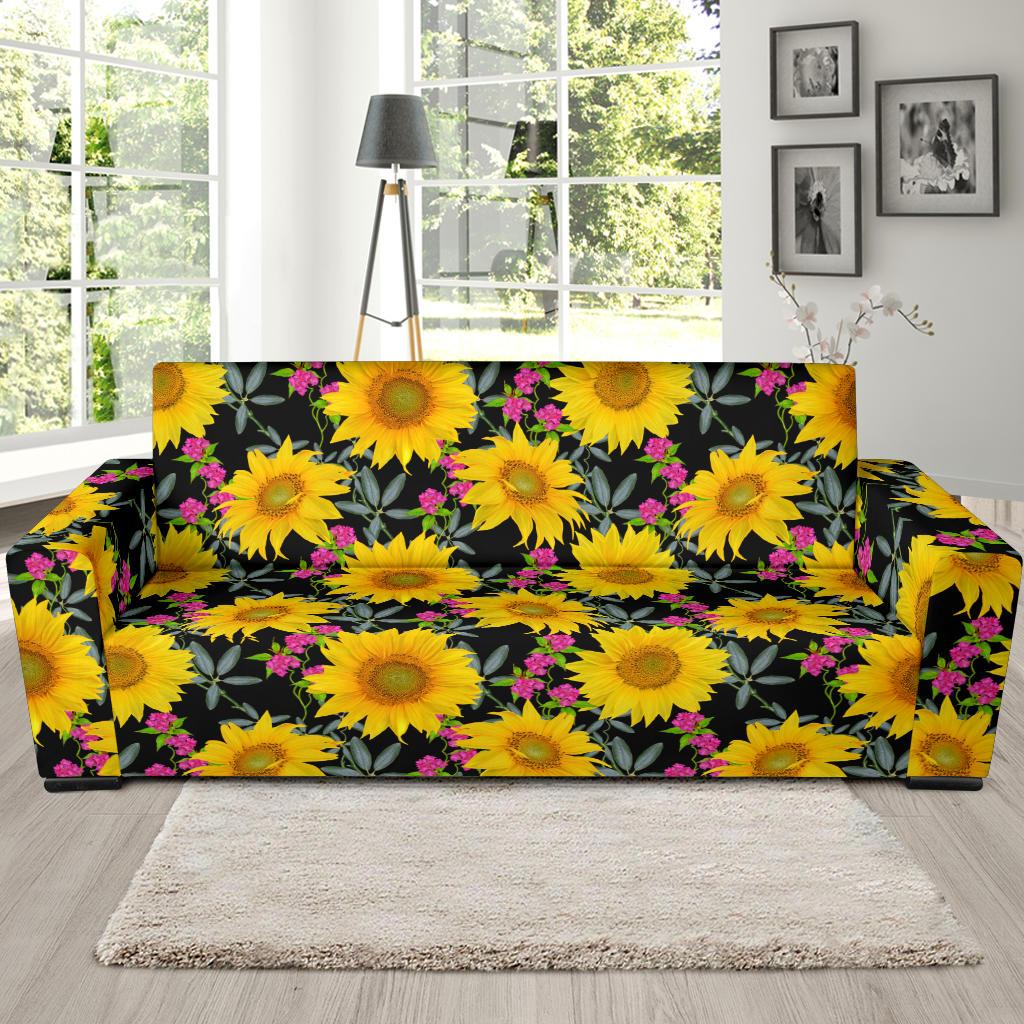 Sunflower Pattern Print Design SF014 Sofa Slipcover-JORJUNE.COM