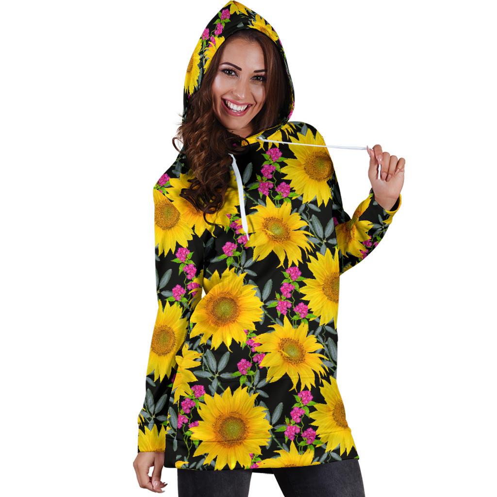 Sunflower Pattern Print Design SF014 Women Hoodie Dress