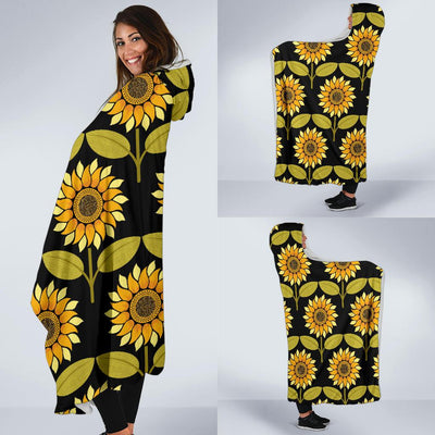 Sunflower Pattern Print Design SF015 Hooded Blanket-JORJUNE.COM