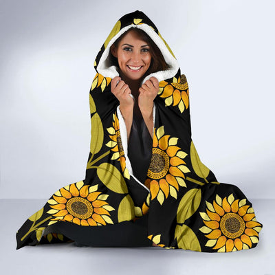 Sunflower Pattern Print Design SF015 Hooded Blanket-JORJUNE.COM