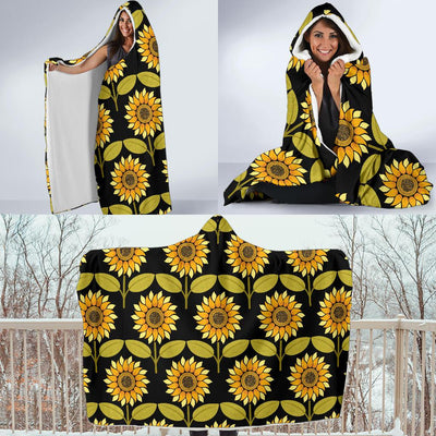 Sunflower Pattern Print Design SF015 Hooded Blanket-JORJUNE.COM