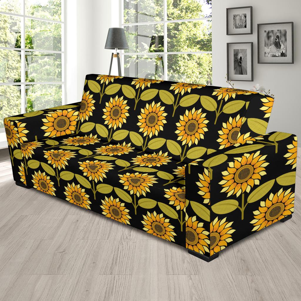 Sunflower Pattern Print Design SF015 Sofa Slipcover-JORJUNE.COM