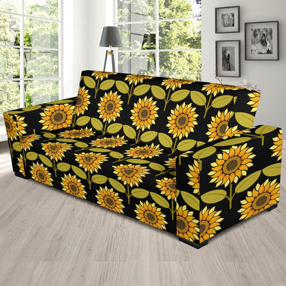 Sunflower Pattern Print Design SF015 Sofa Slipcover-JORJUNE.COM