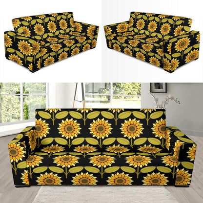 Sunflower Pattern Print Design SF015 Sofa Slipcover-JORJUNE.COM