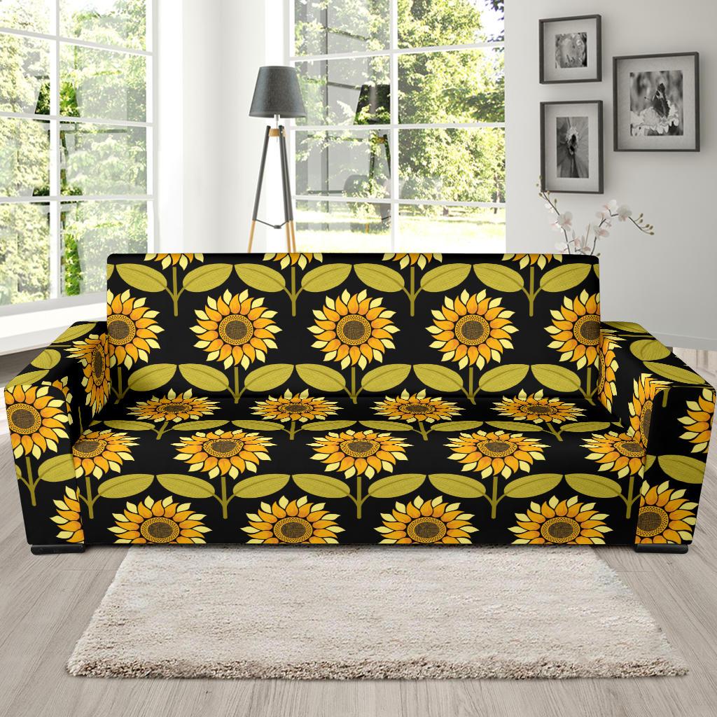 Sunflower Pattern Print Design SF015 Sofa Slipcover-JORJUNE.COM