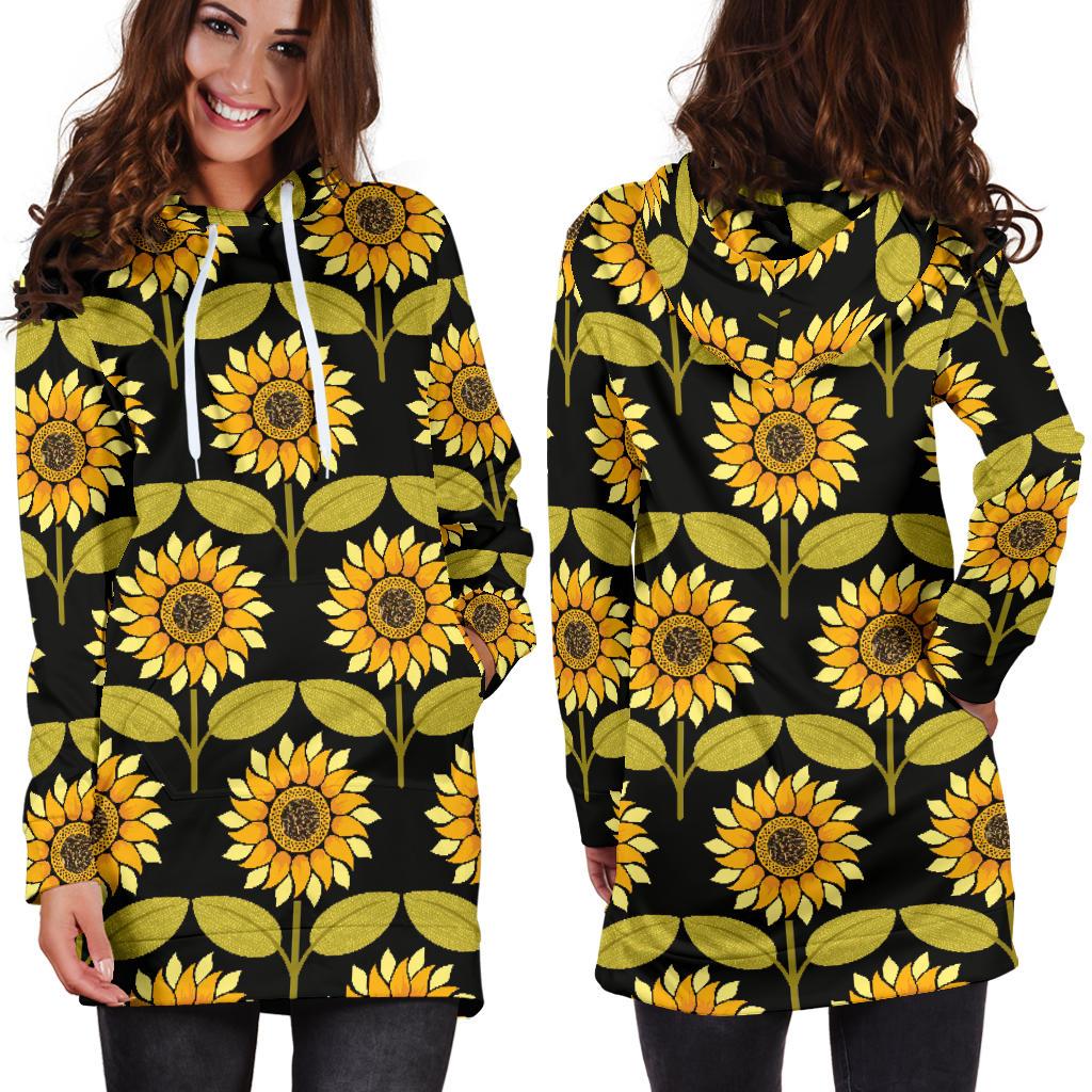 Sunflower Pattern Print Design SF015 Women Hoodie Dress