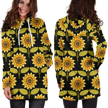 Sunflower Pattern Print Design SF015 Women Hoodie Dress