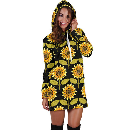 Sunflower Pattern Print Design SF015 Women Hoodie Dress