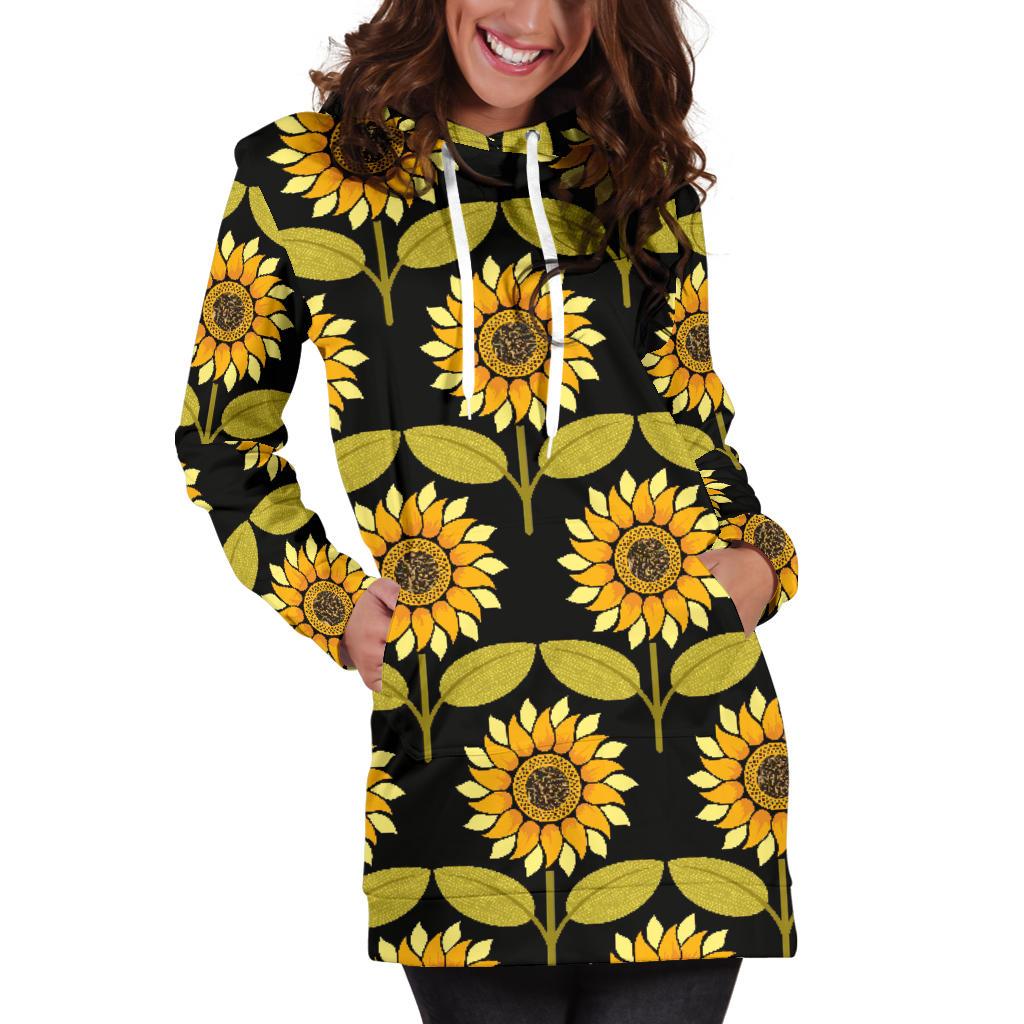 Sunflower Pattern Print Design SF015 Women Hoodie Dress
