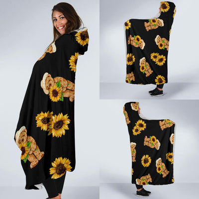 Sunflower Pattern Print Design SF016 Hooded Blanket-JORJUNE.COM