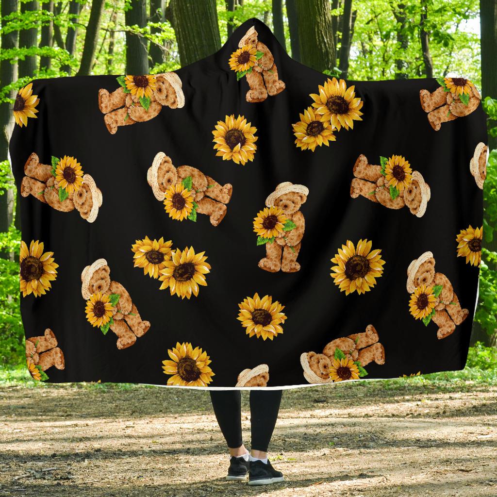 Sunflower Pattern Print Design SF016 Hooded Blanket-JORJUNE.COM