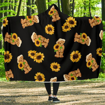 Sunflower Pattern Print Design SF016 Hooded Blanket-JORJUNE.COM