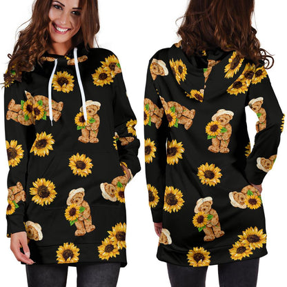 Sunflower Pattern Print Design SF016 Women Hoodie Dress