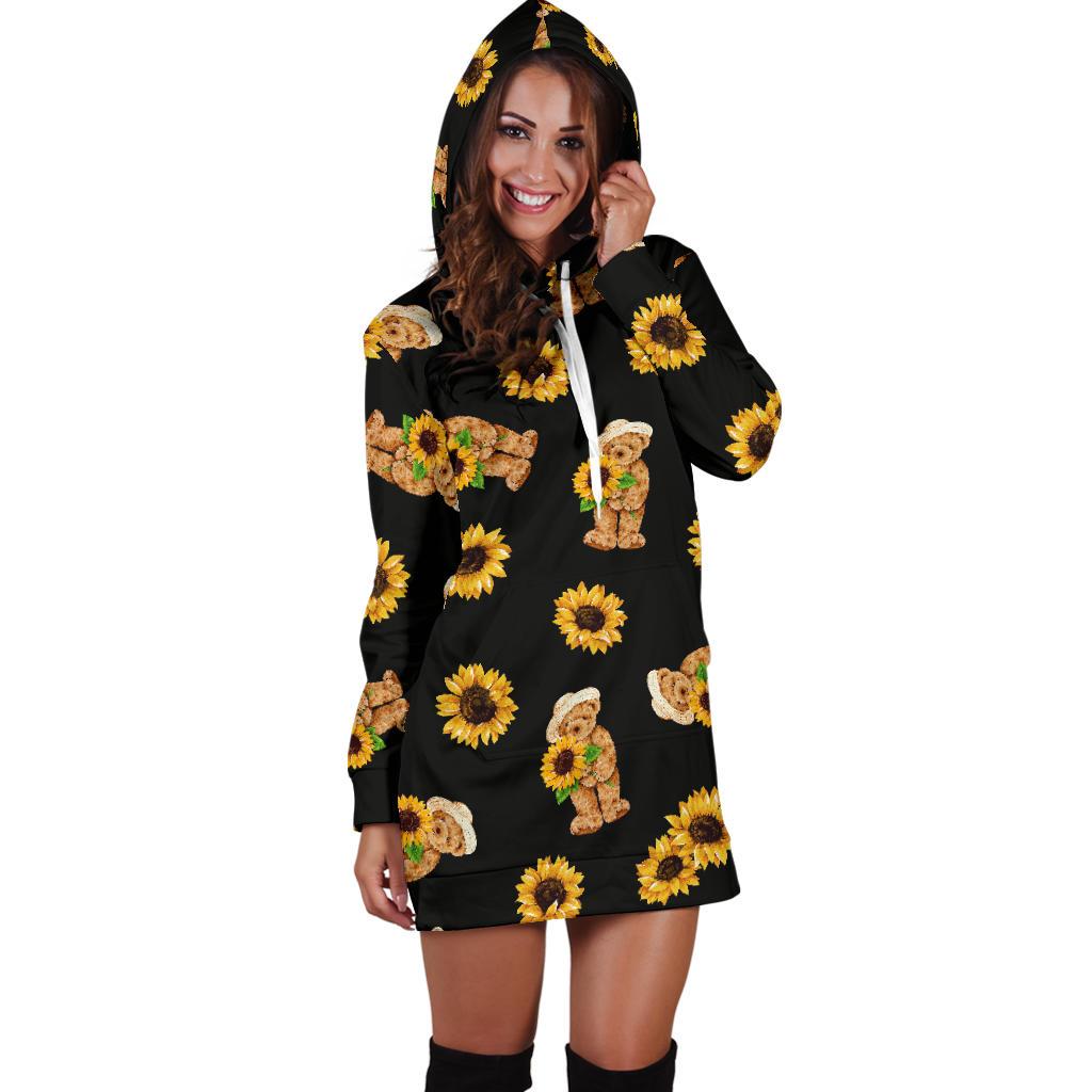 Sunflower Pattern Print Design SF016 Women Hoodie Dress