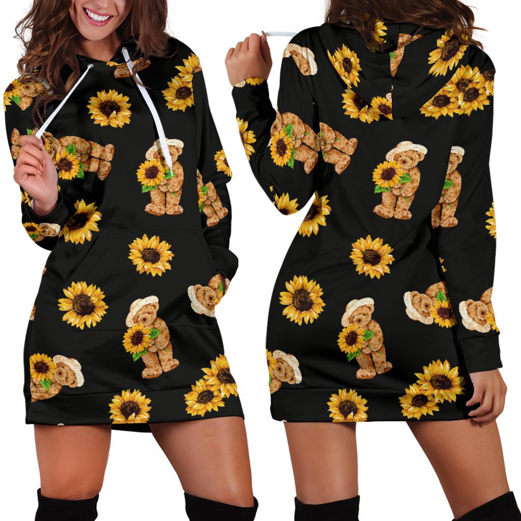 Sunflower Pattern Print Design SF016 Women Hoodie Dress