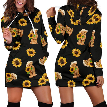 Sunflower Pattern Print Design SF016 Women Hoodie Dress