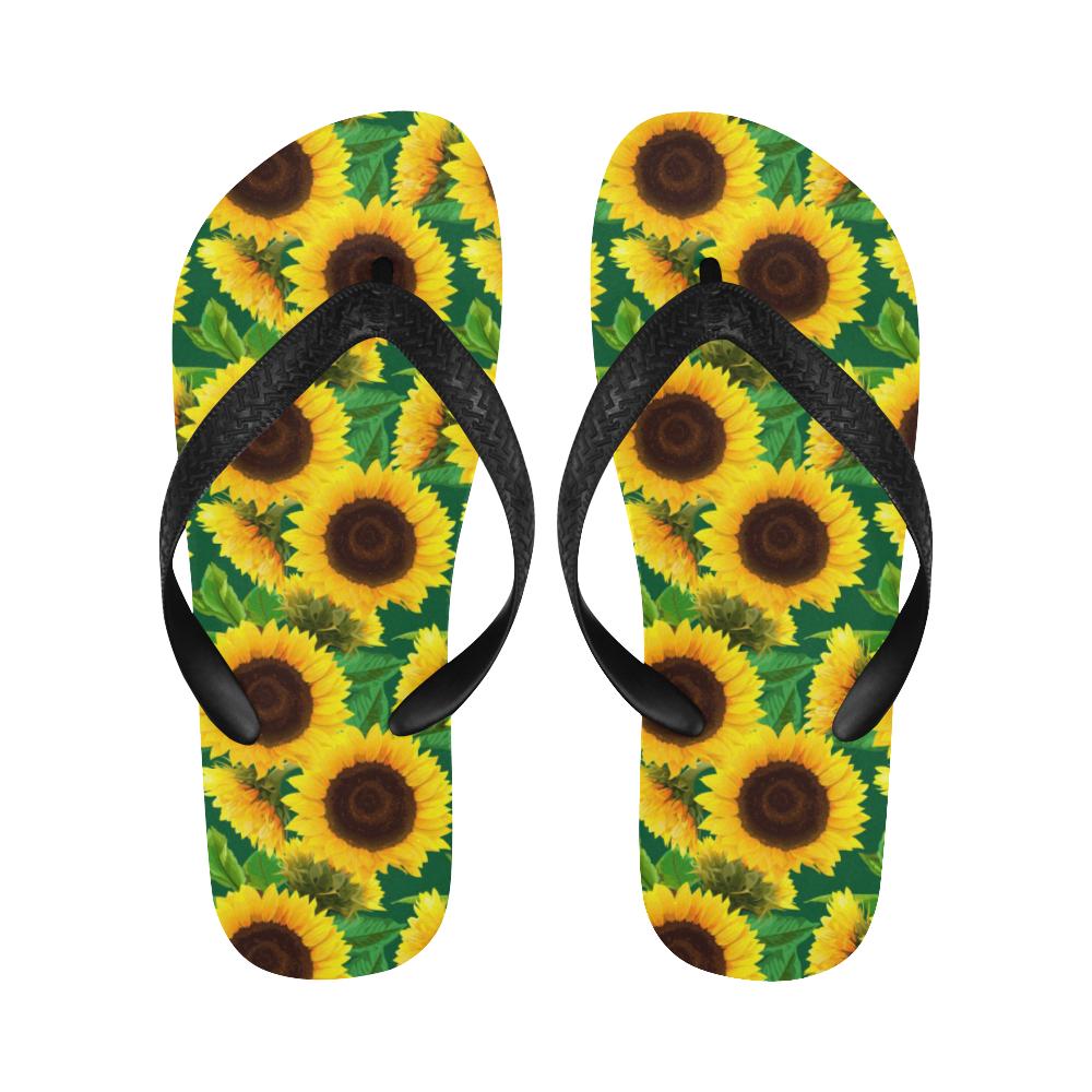 Sunflower Pattern Print Design SF02 Flip Flops-JorJune